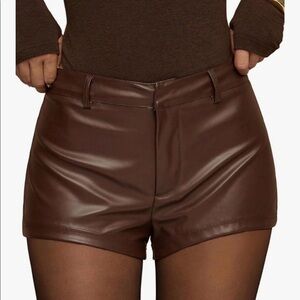 brown faux leather micro shorts size medium